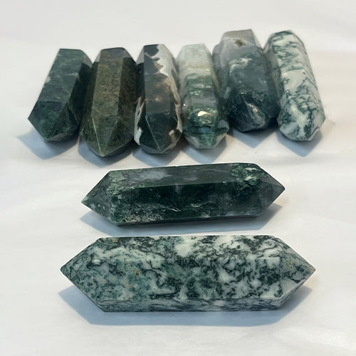 6- Double Terminated Moss Agate Crystal