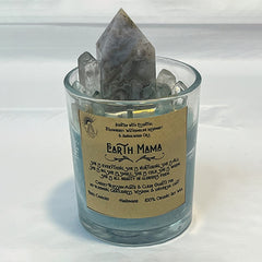 Cherry Blossom Agate and Clear Quartz and candle