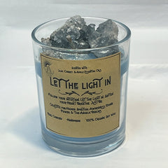 Celestite and candle